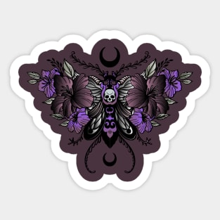 Goth Moth Flowers Skull Hibiscus Floral Sticker